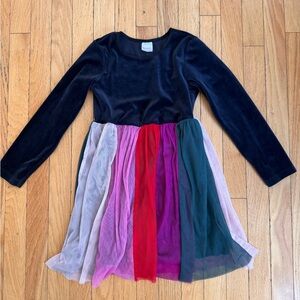 Hanna Andersson Velvet Tulle Long sleeve Dress 6-7 Small 120cm